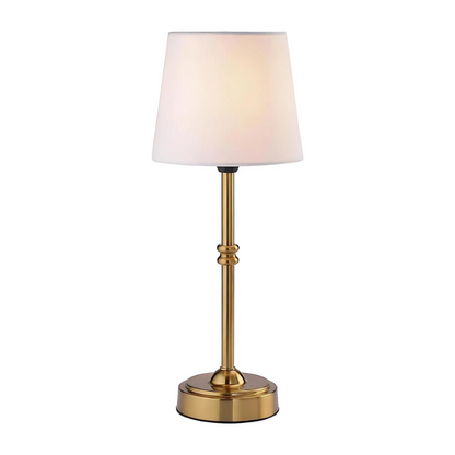 RetroLux LED tafellamp met elegante stoffen kap in vintage design