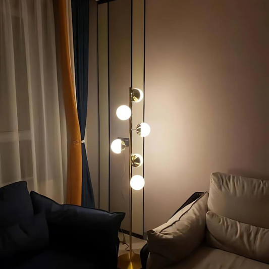 Moderne LED Lamp met Glazen Bollen | Elegante Tafellamp & Vloerlamp met Energiezuinige Verlichting voor Woonkamer & Slaapkamer