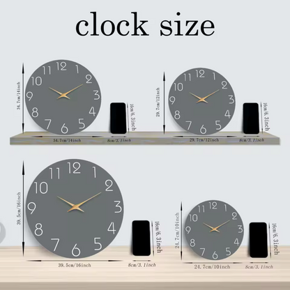 Casual Donkergrijze Houten Wandklok Silent Quartz