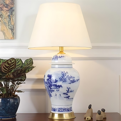 LumiKeramik Tafellamp | Elegante Keramische Lamp met Verstelbaar Licht & Klassiek Design voor Bureau & Woonkamer