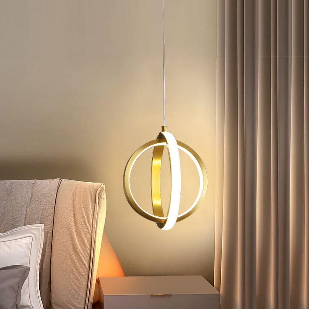 Gouden Geometrische Hanglamp 2-Ring LED in Messing