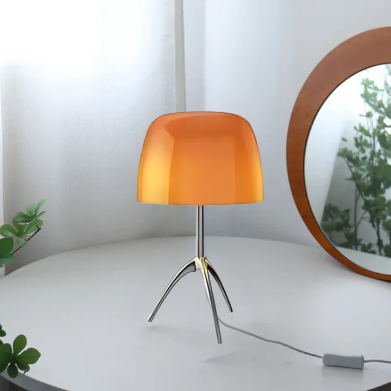 ColourElegance | Stijlvolle tafellamp van glas en roestvrij staal