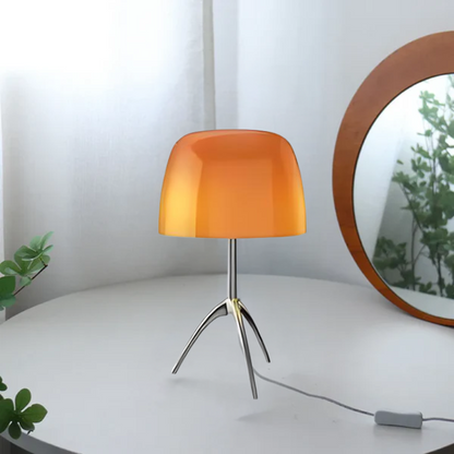 ColourElegance | Stijlvolle tafellamp van glas en roestvrij staal