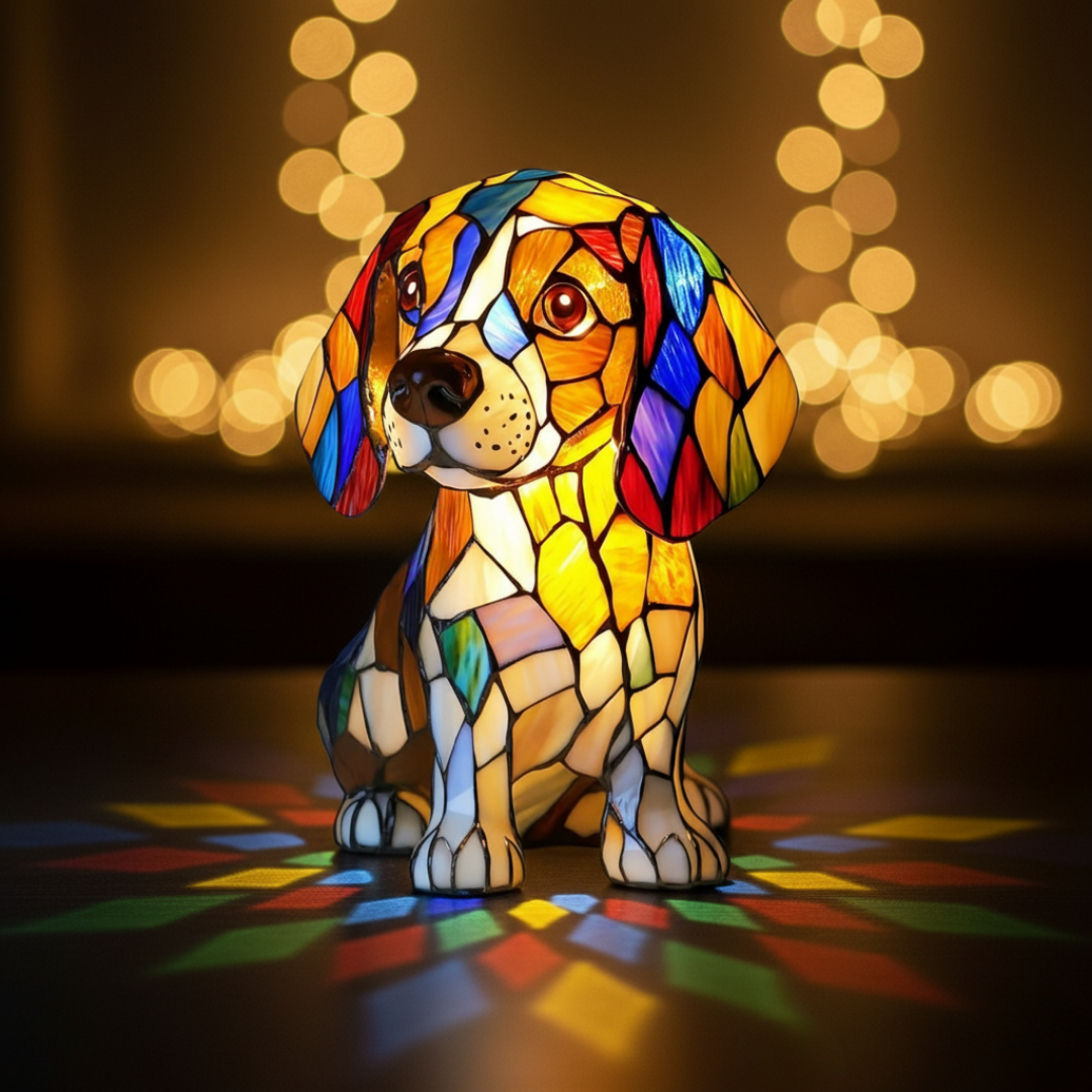 Loyal Beagle Stained Glass Table Lamp