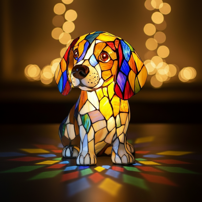 Loyal Beagle Stained Glass Table Lamp