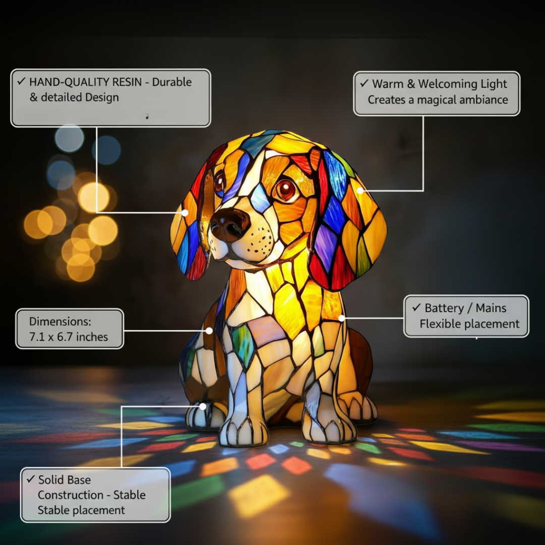 Loyal Beagle Stained Glass Table Lamp