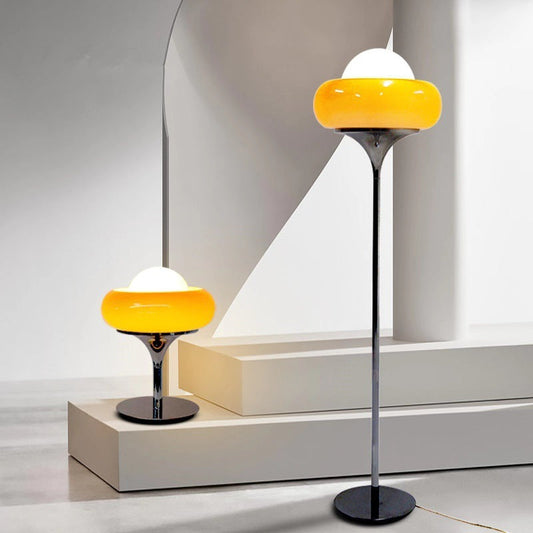 SaturnGlühen Retro Tafellamp & Vloerlamp | Saturnus Design met Glas & IJzer, Bauhaus Stijl, E27 LED Compatibel