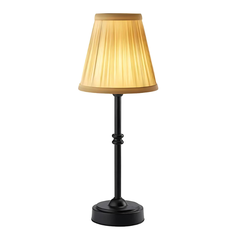 RetroLux LED tafellamp met elegante stoffen kap in vintage design