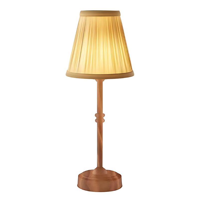 RetroLux LED tafellamp met elegante stoffen kap in vintage design