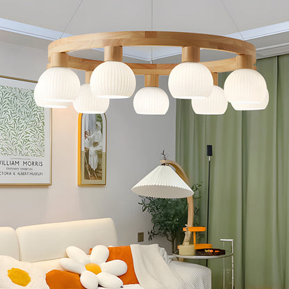 Glisaro | Scandinavische Houten Kroonluchter met 3-Staps Dimfunctie