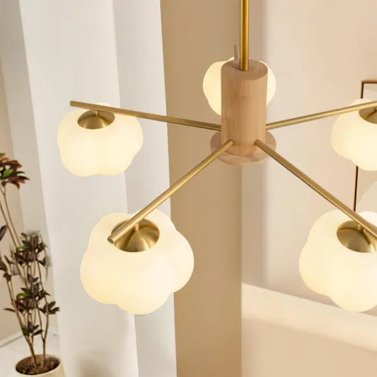 Creatieve houten katoenen ballen woonkamer kroonluchter
