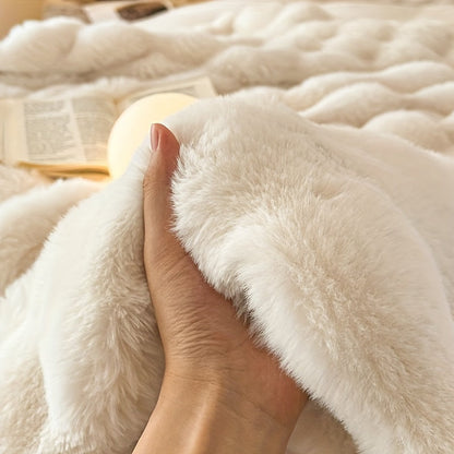 Faux Konijnenbont Bubbel Fleece Deken - Luxe Zachte Fleece Deken
