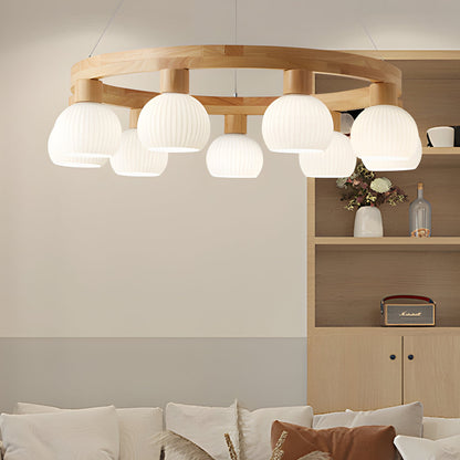 Glisaro | Scandinavische Houten Kroonluchter met 3-Staps Dimfunctie