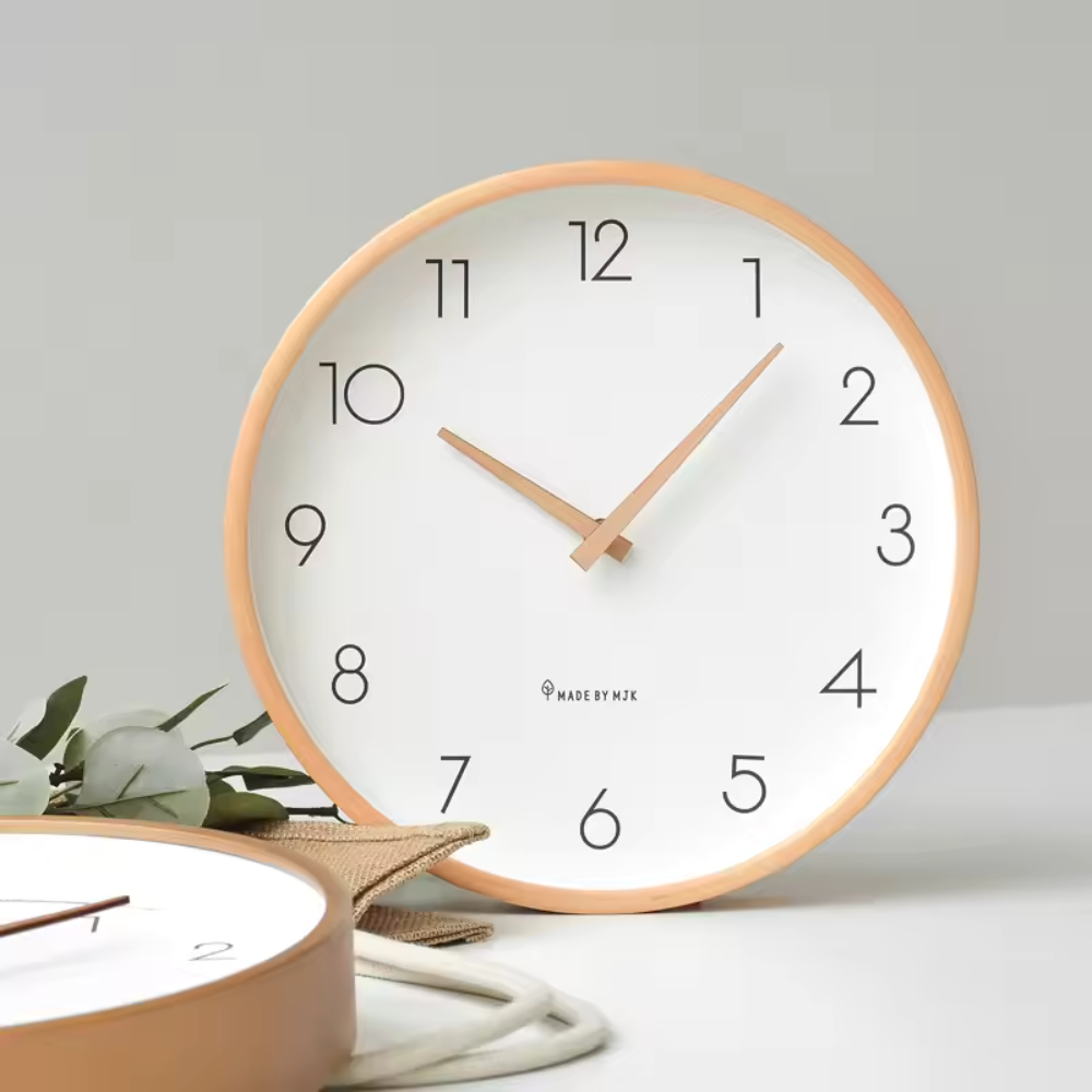 Moderne Houten Wandklok Massief Hout Ontwerp
