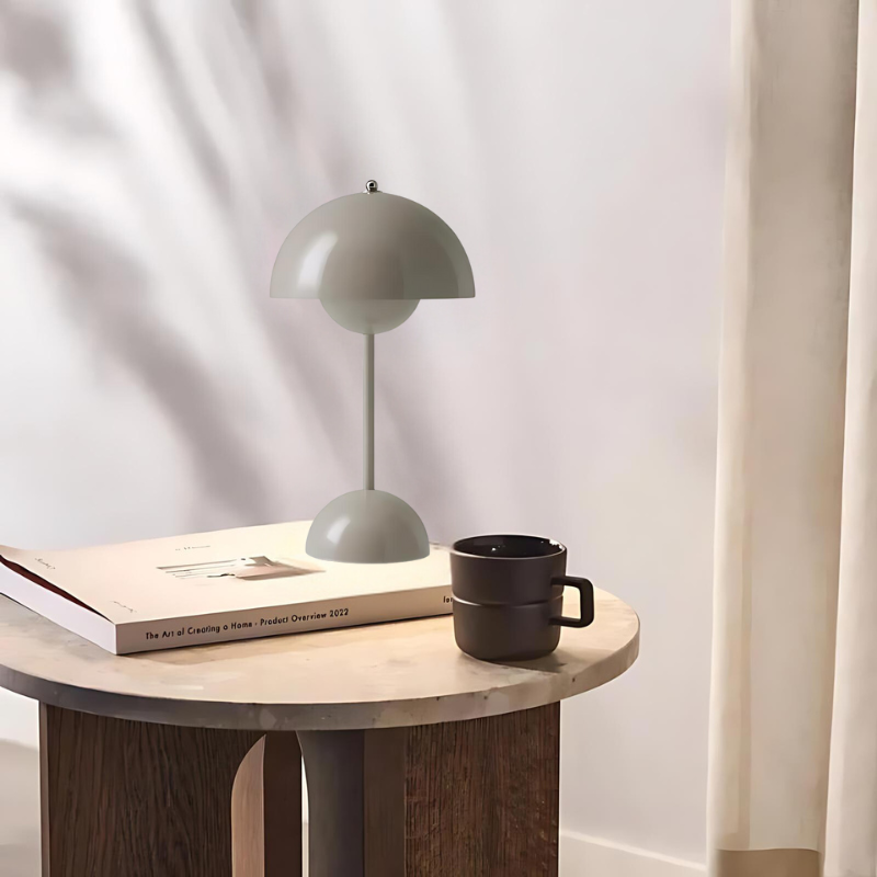 Paddenstoelvormige LED Tafellamp | Draadloze Oplaadbare Lamp met Touchbediening & Dimbaar Licht