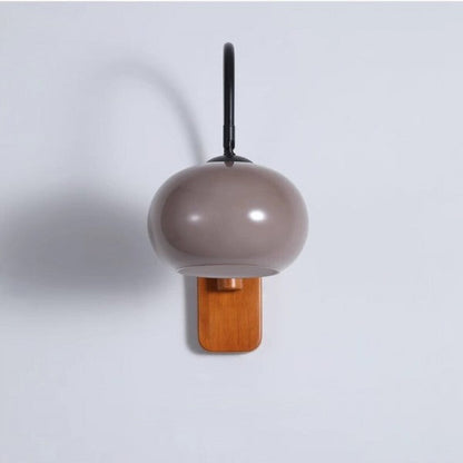 Bauhaus Kaki Draaibare Glazen Wandlamp Met  Houten Afwerking