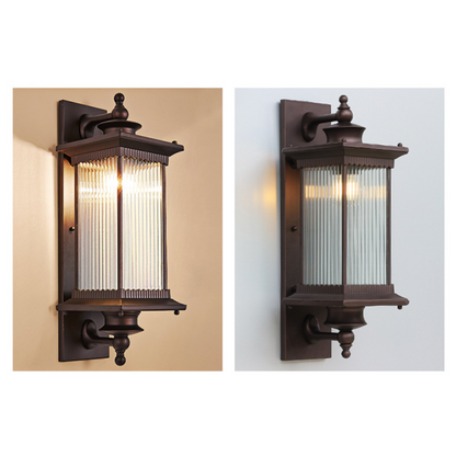 BRAVENO Wandlamp – Vintage Buitenlamp met Rechthoekig Ontwerp – Aluminium & Glas – E27 Fitting