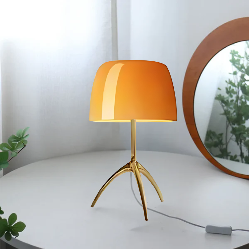 ColourElegance | Stijlvolle tafellamp van glas en roestvrij staal