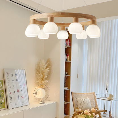 Glisaro | Scandinavische Houten Kroonluchter met 3-Staps Dimfunctie