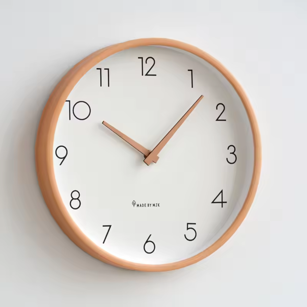 Moderne Houten Wandklok Massief Hout Ontwerp