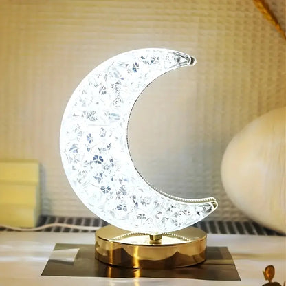 CrystalLume | Elegante en draagbare kristallen maan tafellamp