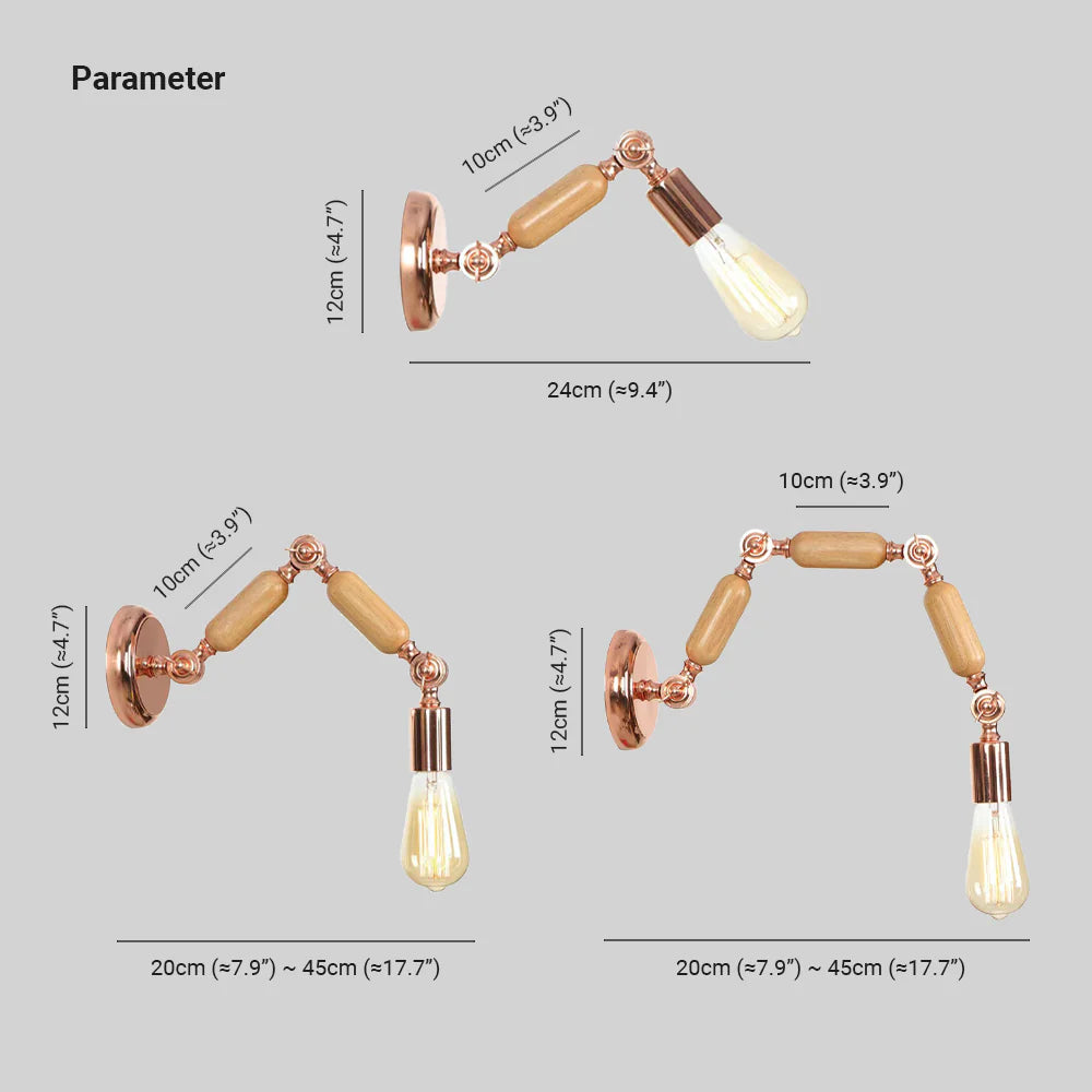 Verstelbare vintage wandlamp