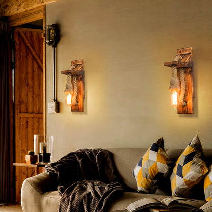 RopeBeam | Wandlamp van hout en touw