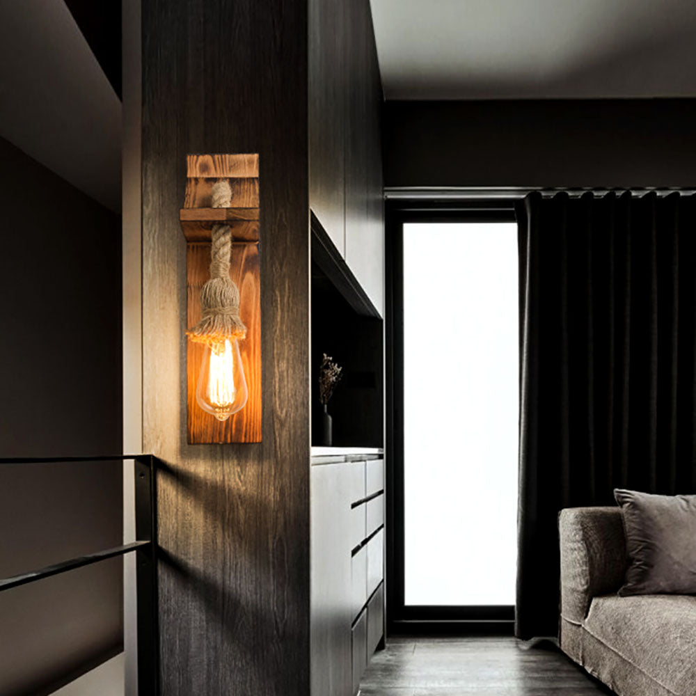 RopeBeam | Wandlamp van hout en touw