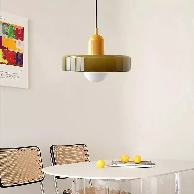 ColorLume | Geometrische Bauhaus Plafondlamp – Glazen Designlamp met Kleurrijke Accenten