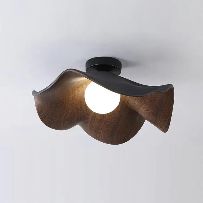 Scandinavische houten Lotus plafondlamp van hars