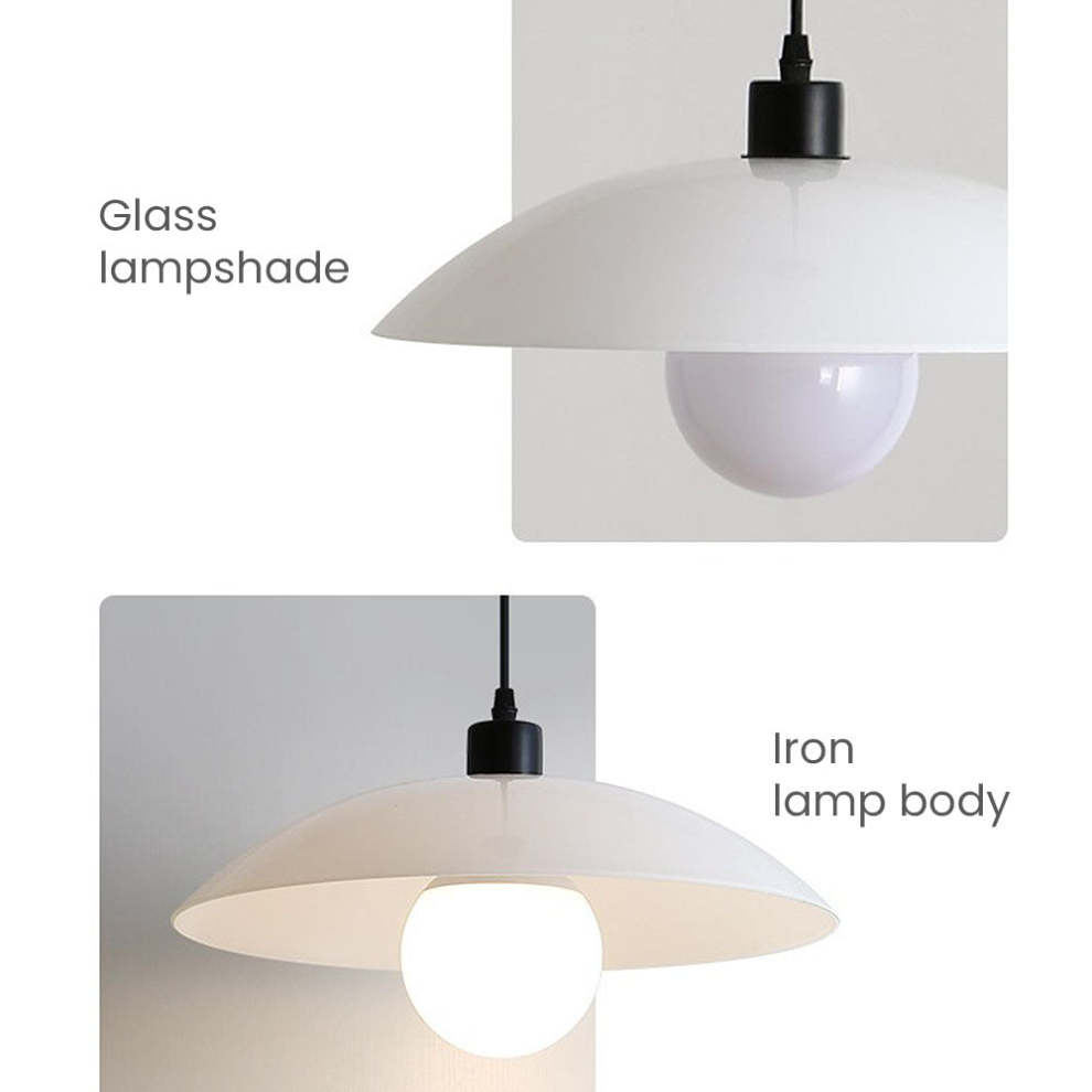VELLUNO Hanglamp – Minimalistische Witte Glazen Schijf – E27 Fitting in 3 Formaten