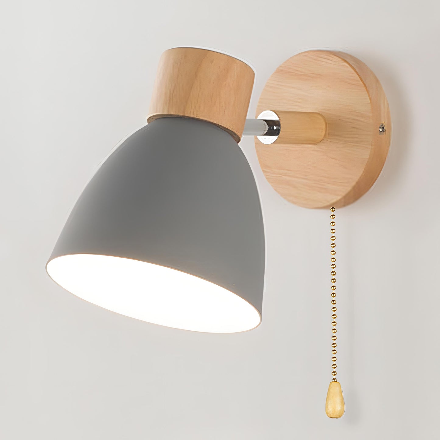 Jandiel - Scandinavisch-moderne wandlamp met hangende schakelaar van hout