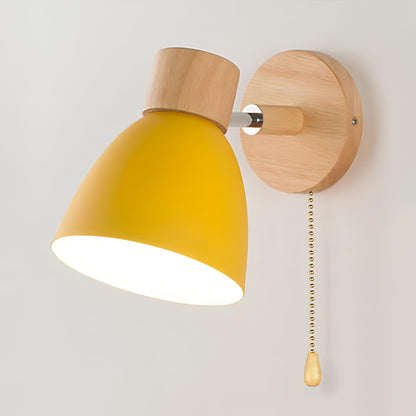 Jandiel - Scandinavisch-moderne wandlamp met hangende schakelaar van hout