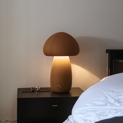 MushyGlow Touch LED Nachtlampje | Houten Bedlamp met Warm Wit Licht & USB-Oplaadfunctie