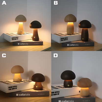 MushyGlow Touch LED Nachtlampje | Houten Bedlamp met Warm Wit Licht & USB-Oplaadfunctie