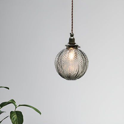 FeatherLight - Rookgrijze bol hanglamp van helder glas voor vintage charme