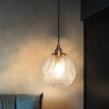 FeatherLight - Rookgrijze bol hanglamp van helder glas voor vintage charme