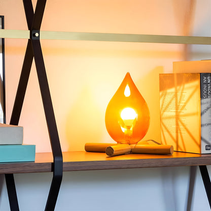 Kampvuurlamp | Stijlvolle tafellamp met houten voet