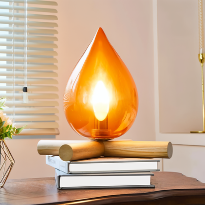 Kampvuurlamp | Stijlvolle tafellamp met houten voet