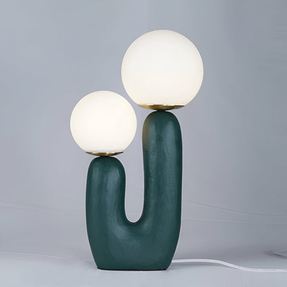 KaktusGlühen | Stijlvolle kunsthars tafellamp met twee glazen bollen voor een moderne en uitnodigende sfeer
