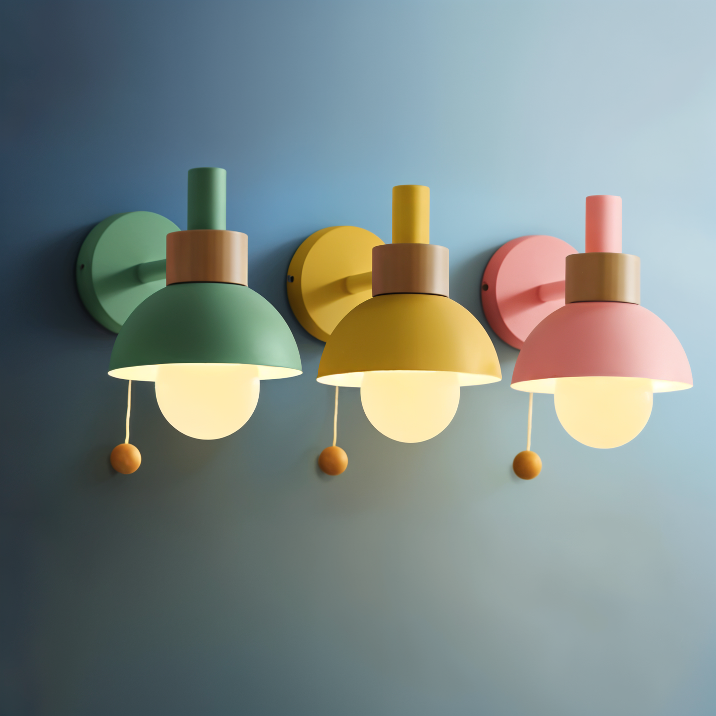 Pastelpop wandlamp - Scandinavisch design met trekschakelaar