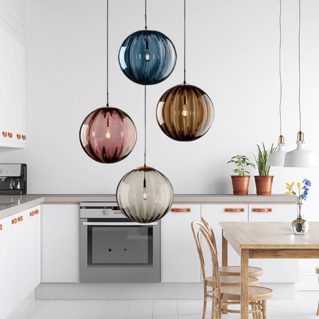 SOLENZA Glazen Bol Hanglamp – Warme Sfeerverlichting met Kristalaccenten