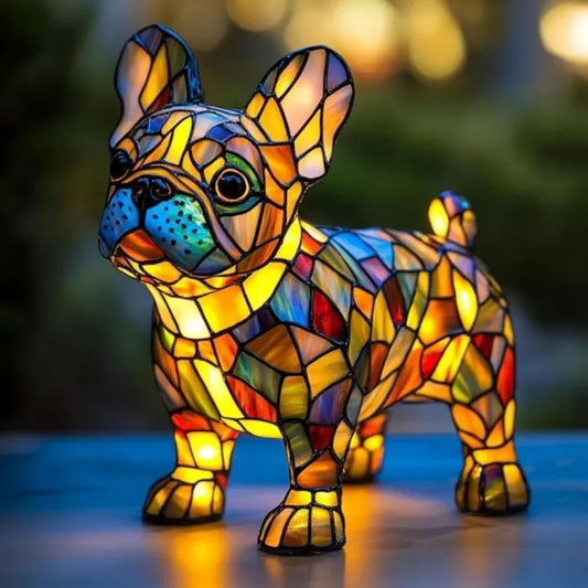 Vibrant Mosaic Bulldog Lamp