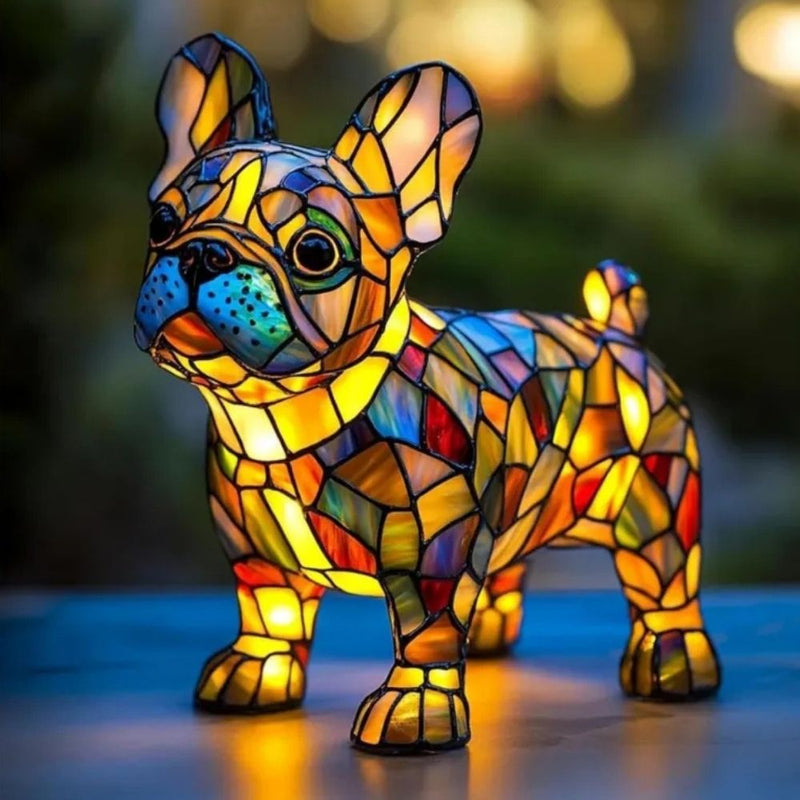 Vibrant Mosaic Bulldog Lamp