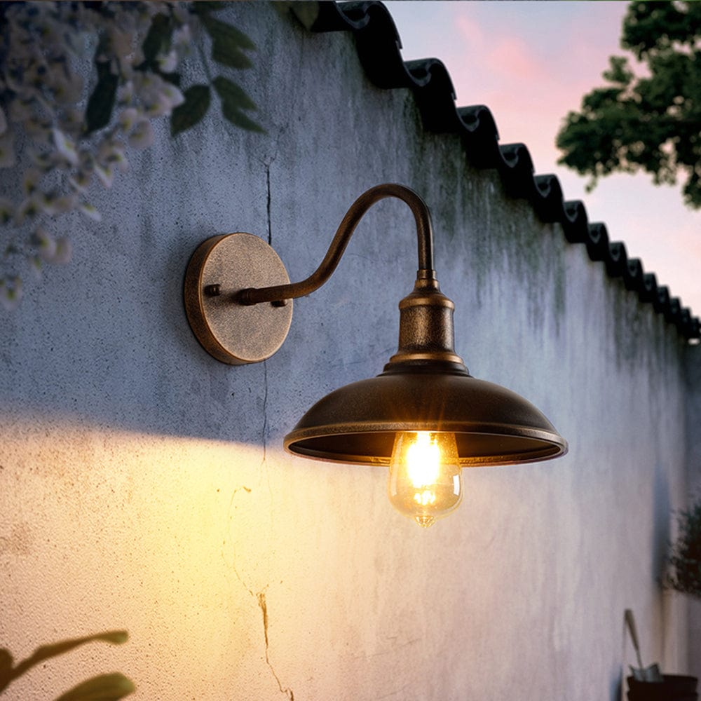 Alessio Rustieke Komvormige Antiek Messing IP65 Waterdichte Wandlamp voor Buiten