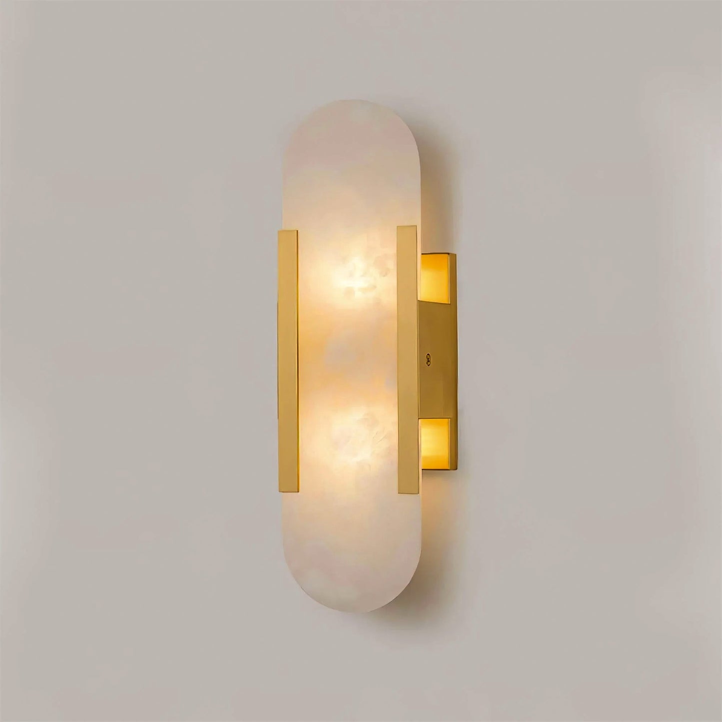Melange langwerpige albasten wandlamp