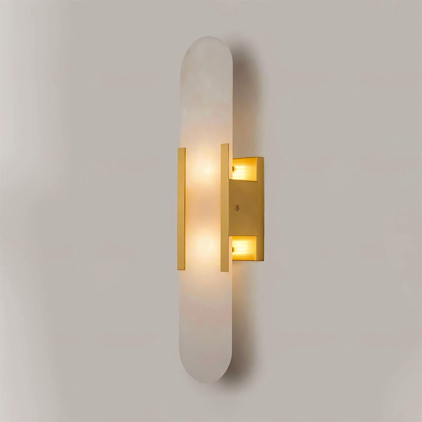 Melange langwerpige albasten wandlamp