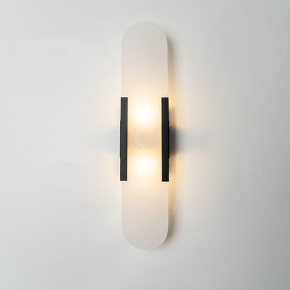 Melange langwerpige albasten wandlamp