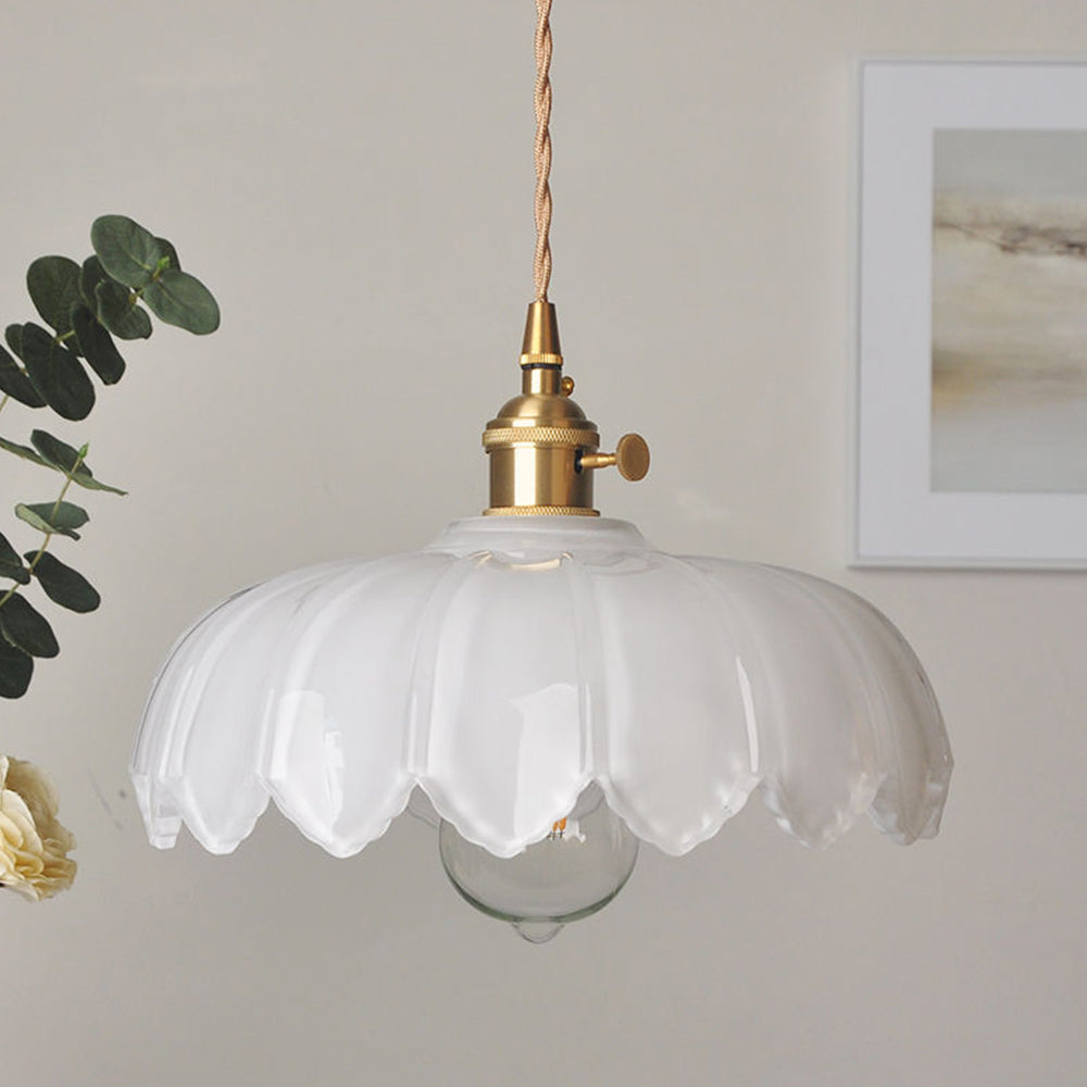 Vintage geglazuurde bloem hanglamp