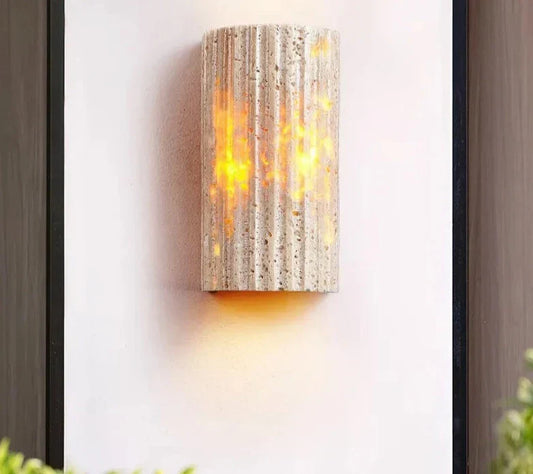 Soma | Travertin Minimalistische Buiten Wandlamp